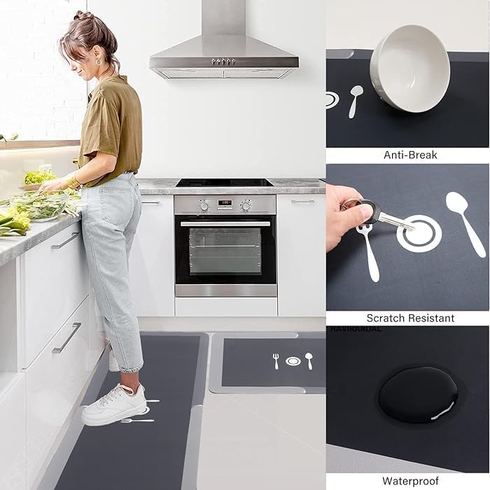 2 Piece Waterproof Memory Foam Kitchen Mat