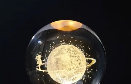 Desidiya Moon Crystal Ball Night Light,2.4 Inch Glass Ball Night LED Lamp with Woodern Base,Decorations Gifts for Men,Women,Kids,Boys,Girls | Gifts for Woman | Valentine Gift for Girlfriends