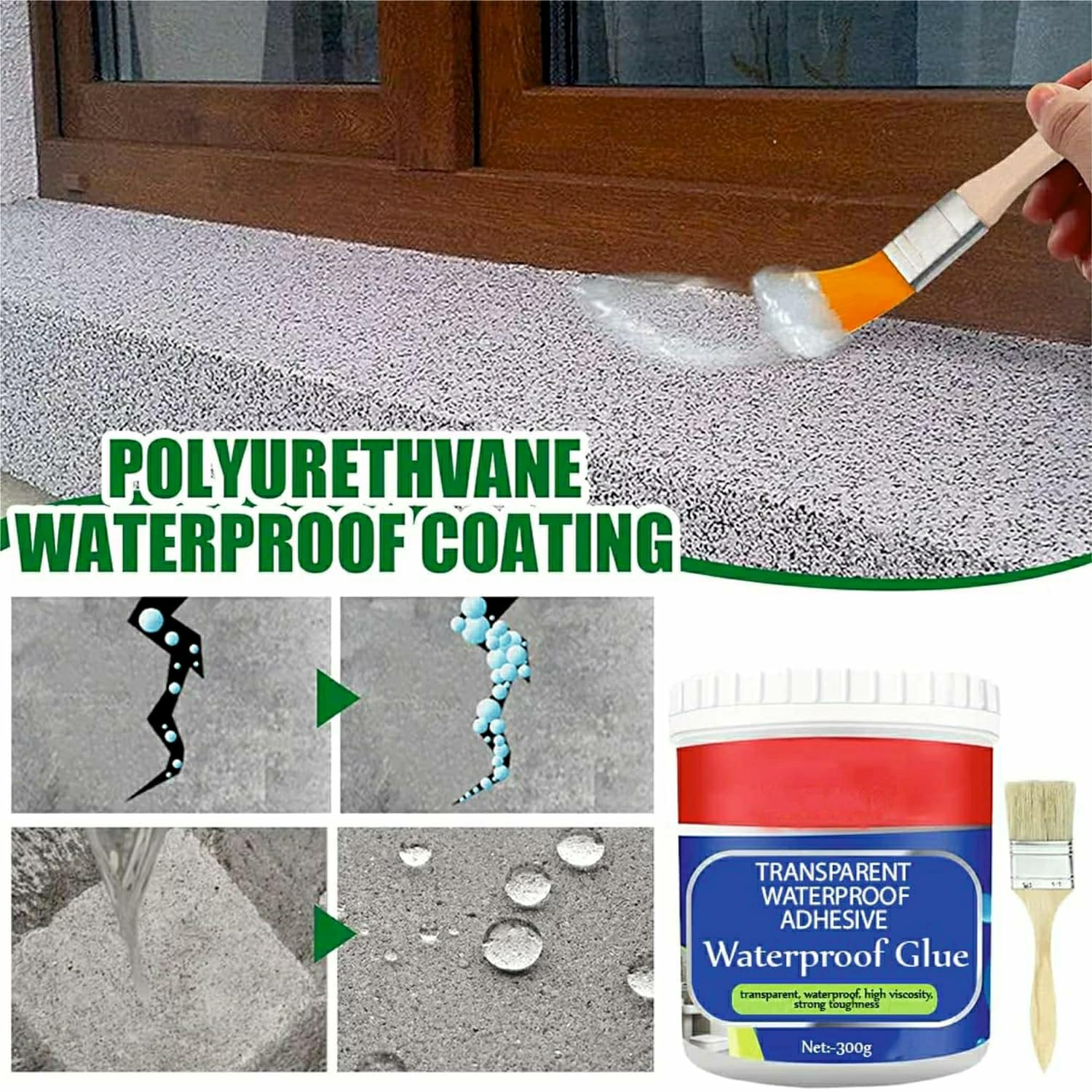 Transparent Waterproof Glue for Roof Leaks (Pack of 2)