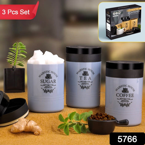 Airtight Damru Shaped Kitchen Storage Containers for Tea, Sugar & Coffee 3 Pcs