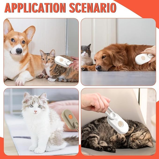 3-in-1 Steam Brush for Dogs and Cats