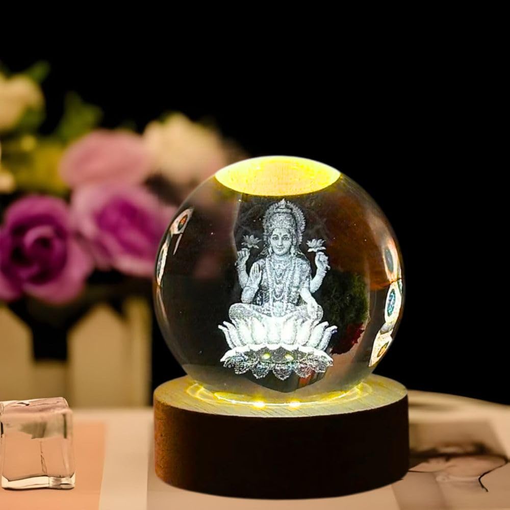 Desidiya Moon Crystal Ball Night Light,2.4 Inch Glass Ball Night LED Lamp with Woodern Base,Decorations Gifts for Men,Women,Kids,Boys,Girls | Gifts for Woman | Valentine Gift for Girlfriends