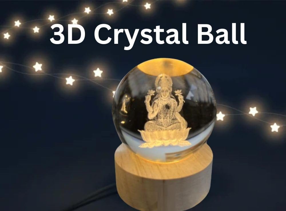 Desidiya Moon Crystal Ball Night Light,2.4 Inch Glass Ball Night LED Lamp with Woodern Base,Decorations Gifts for Men,Women,Kids,Boys,Girls | Gifts for Woman | Valentine Gift for Girlfriends