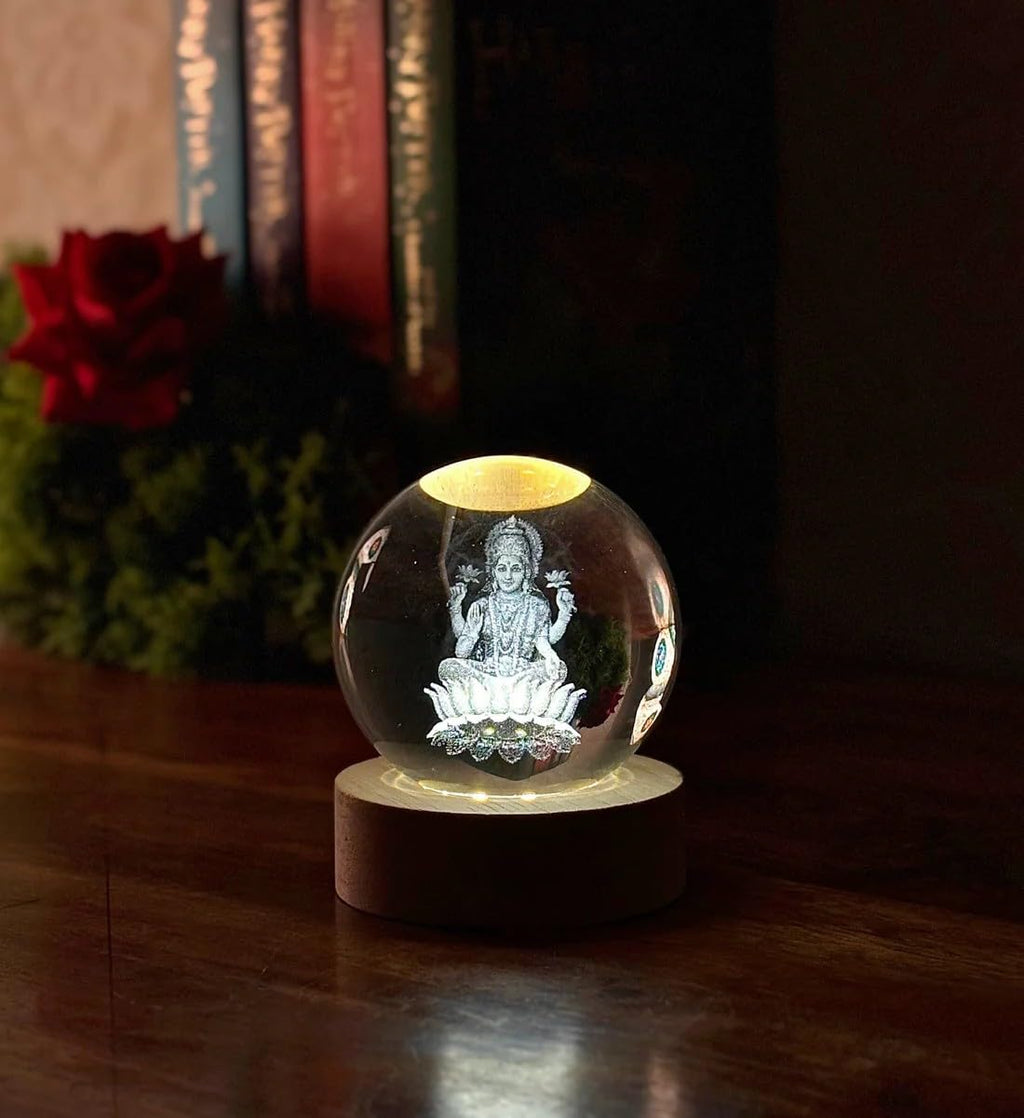 Desidiya Moon Crystal Ball Night Light,2.4 Inch Glass Ball Night LED Lamp with Woodern Base,Decorations Gifts for Men,Women,Kids,Boys,Girls | Gifts for Woman | Valentine Gift for Girlfriends