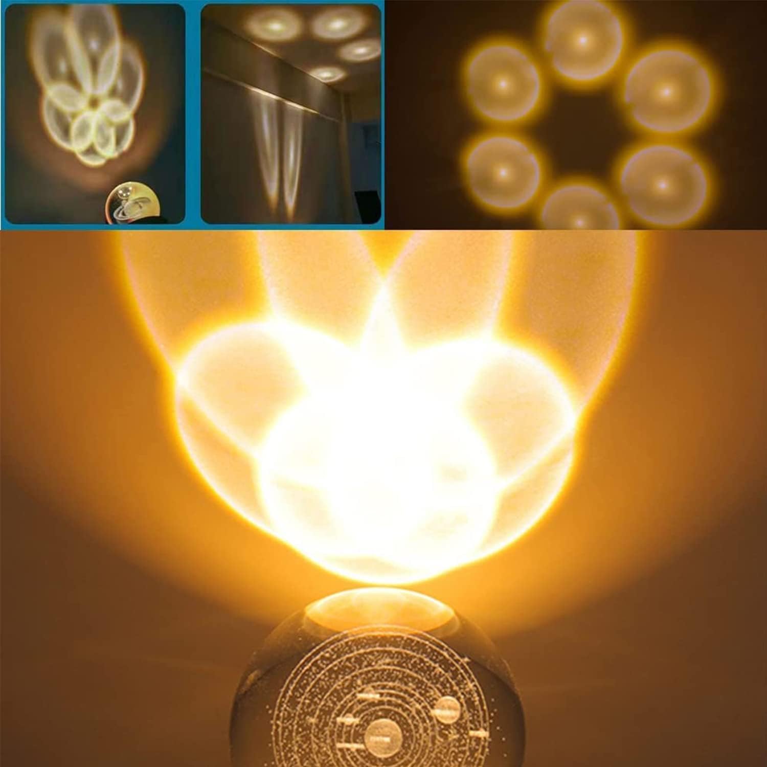 Desidiya Moon Crystal Ball Night Light,2.4 Inch Glass Ball Night LED Lamp with Woodern Base,Decorations Gifts for Men,Women,Kids,Boys,Girls | Gifts for Woman | Valentine Gift for Girlfriends