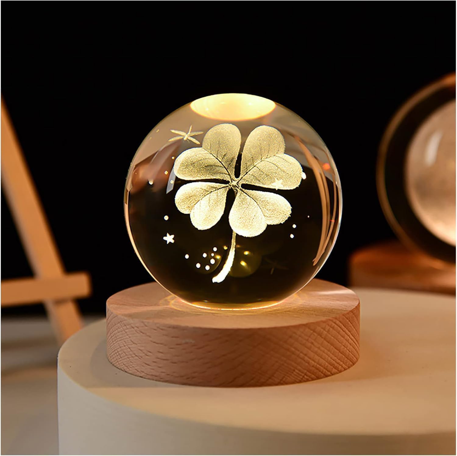 Desidiya Moon Crystal Ball Night Light,2.4 Inch Glass Ball Night LED Lamp with Woodern Base,Decorations Gifts for Men,Women,Kids,Boys,Girls | Gifts for Woman | Valentine Gift for Girlfriends