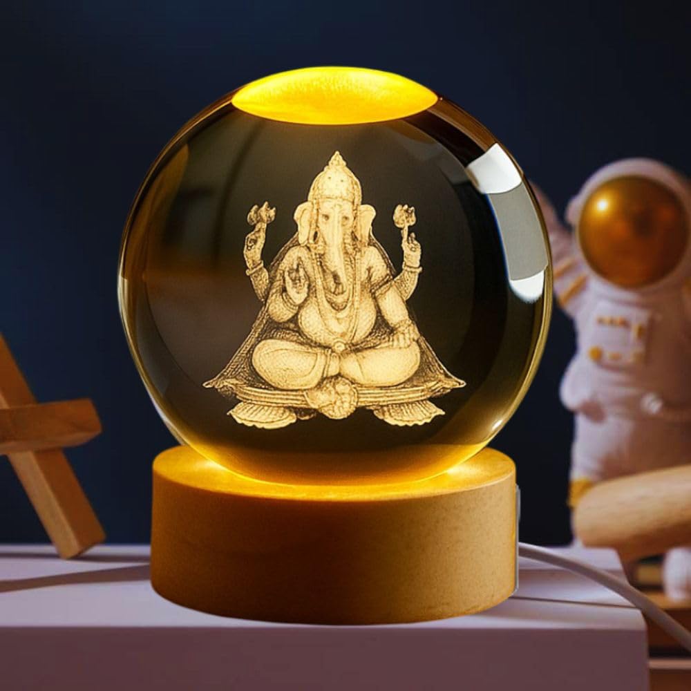 Desidiya Moon Crystal Ball Night Light,2.4 Inch Glass Ball Night LED Lamp with Woodern Base,Decorations Gifts for Men,Women,Kids,Boys,Girls | Gifts for Woman | Valentine Gift for Girlfriends