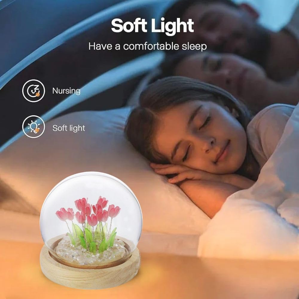 Desidiya Moon Crystal Ball Night Light,2.4 Inch Glass Ball Night LED Lamp with Woodern Base,Decorations Gifts for Men,Women,Kids,Boys,Girls | Gifts for Woman | Valentine Gift for Girlfriends