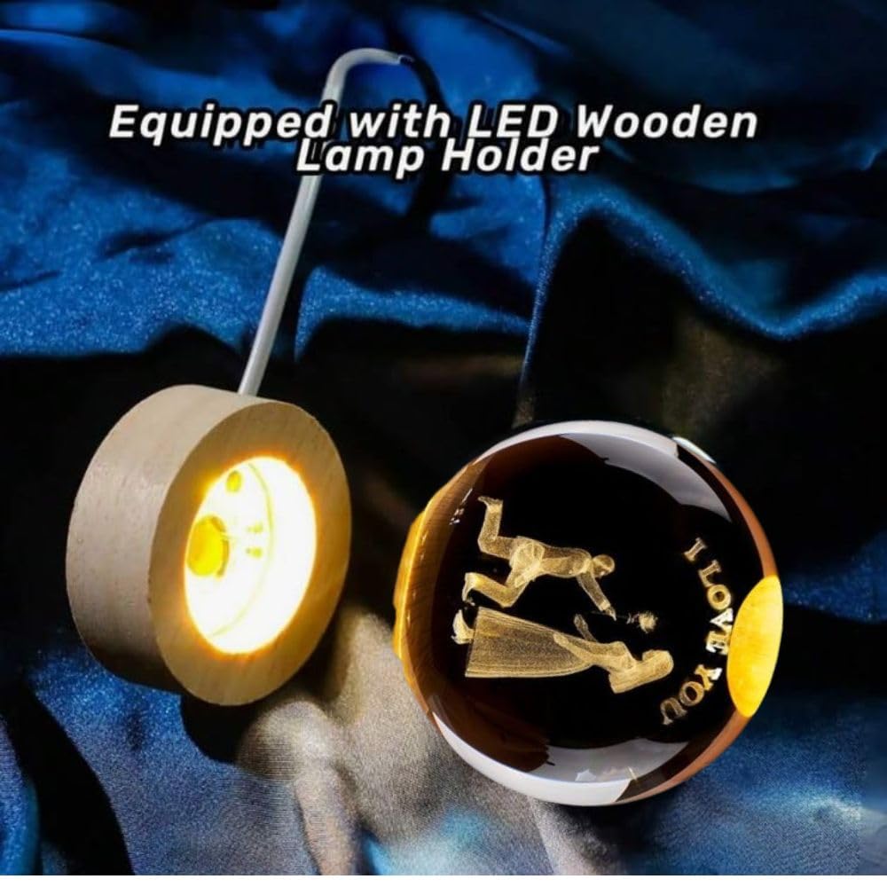 Desidiya Moon Crystal Ball Night Light,2.4 Inch Glass Ball Night LED Lamp with Woodern Base,Decorations Gifts for Men,Women,Kids,Boys,Girls | Gifts for Woman | Valentine Gift for Girlfriends