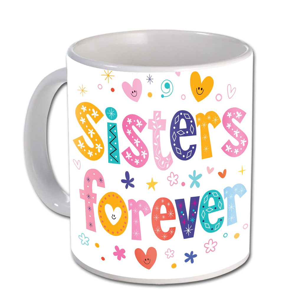 Rakhi Gift for Sister Birthday Anniversary Rakhi Gift Retrun Combo-Printed Coffee Mug Cushion Cover(12x12 Inch) with Filler and Keychain (Green)