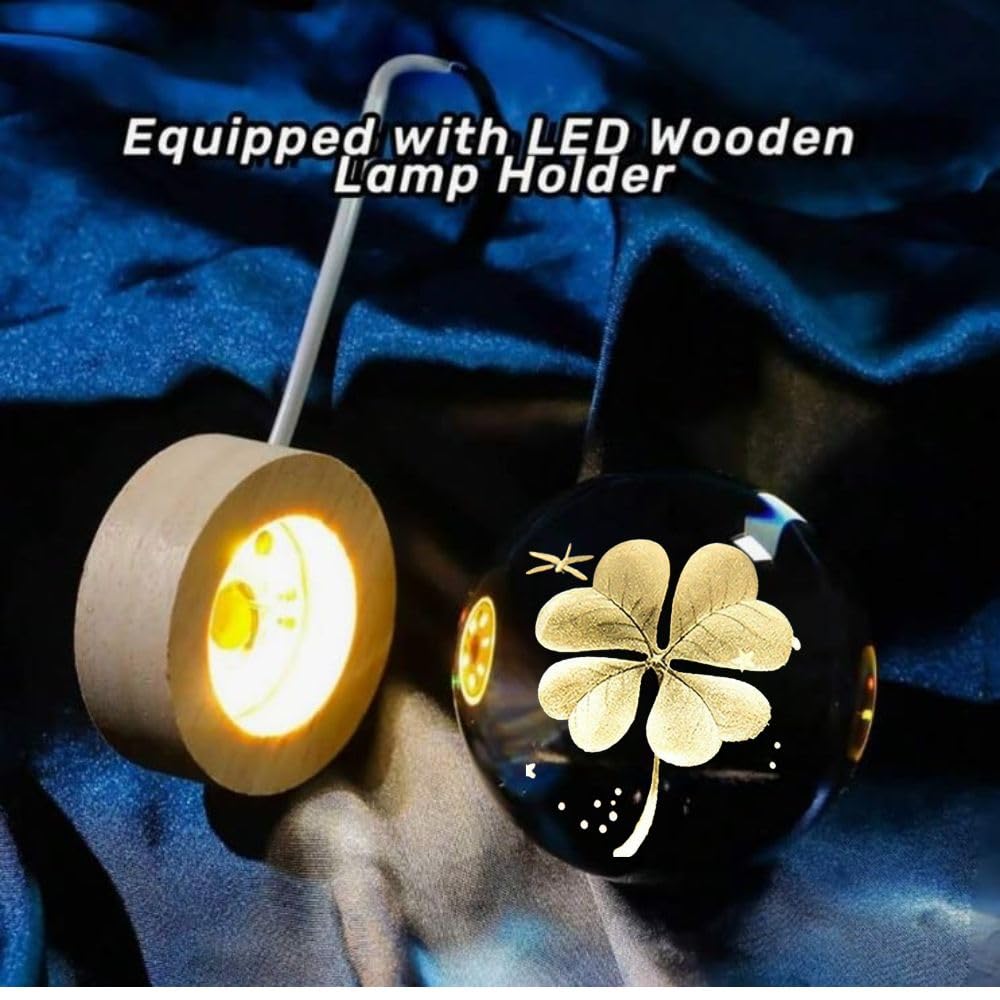 Desidiya Moon Crystal Ball Night Light,2.4 Inch Glass Ball Night LED Lamp with Woodern Base,Decorations Gifts for Men,Women,Kids,Boys,Girls | Gifts for Woman | Valentine Gift for Girlfriends
