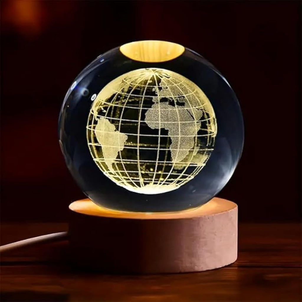 Desidiya Moon Crystal Ball Night Light,2.4 Inch Glass Ball Night LED Lamp with Woodern Base,Decorations Gifts for Men,Women,Kids,Boys,Girls | Gifts for Woman | Valentine Gift for Girlfriends