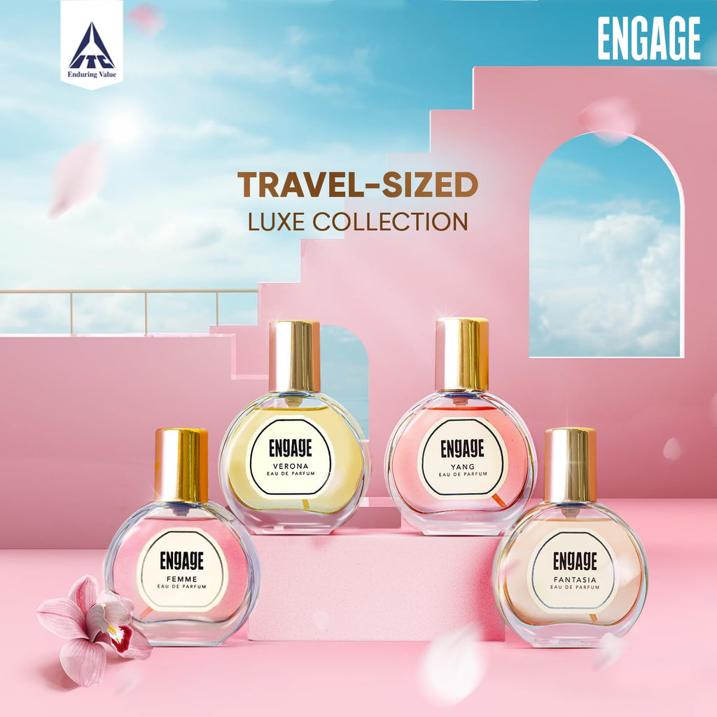 Engage Gift Assorted Luxury Perfume Set for Women 100ml (25ml x 4) | 4 Unique EDP Fragrances | Long Lasting | Travel Size Perfume Combo|Birthday, Anniversary | No Paraben |Dermat-Tested