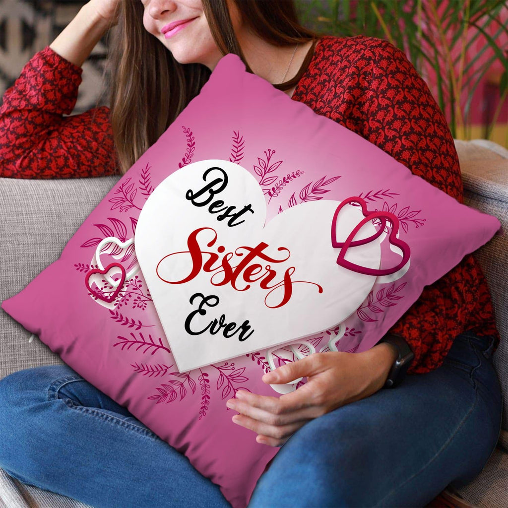 Rakhi Gift for Sister Birthday Anniversary Rakhi Gift Retrun Combo-Printed Coffee Mug Cushion Cover(12x12 Inch) with Filler and Keychain (Green)