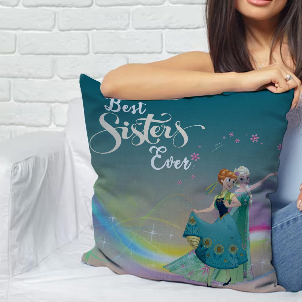 Rakhi Gift for Sister Birthday Anniversary Rakhi Gift Retrun Combo-Printed Coffee Mug Cushion Cover(12x12 Inch) with Filler and Keychain (Green)