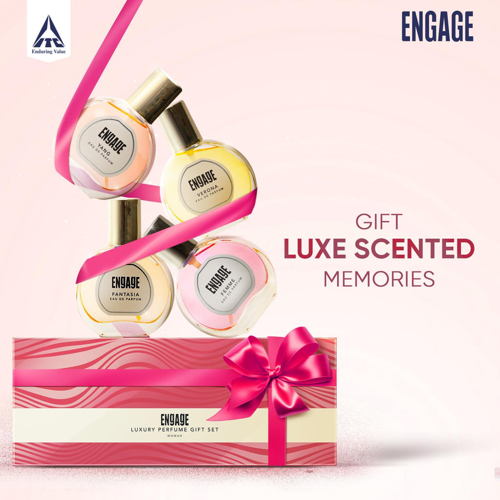 Engage Gift Assorted Luxury Perfume Set for Women 100ml (25ml x 4) | 4 Unique EDP Fragrances | Long Lasting | Travel Size Perfume Combo|Birthday, Anniversary | No Paraben |Dermat-Tested