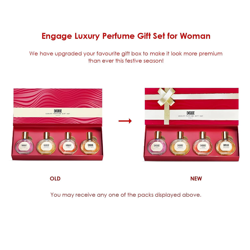 Engage Gift Assorted Luxury Perfume Set for Women 100ml (25ml x 4) | 4 Unique EDP Fragrances | Long Lasting | Travel Size Perfume Combo|Birthday, Anniversary | No Paraben |Dermat-Tested