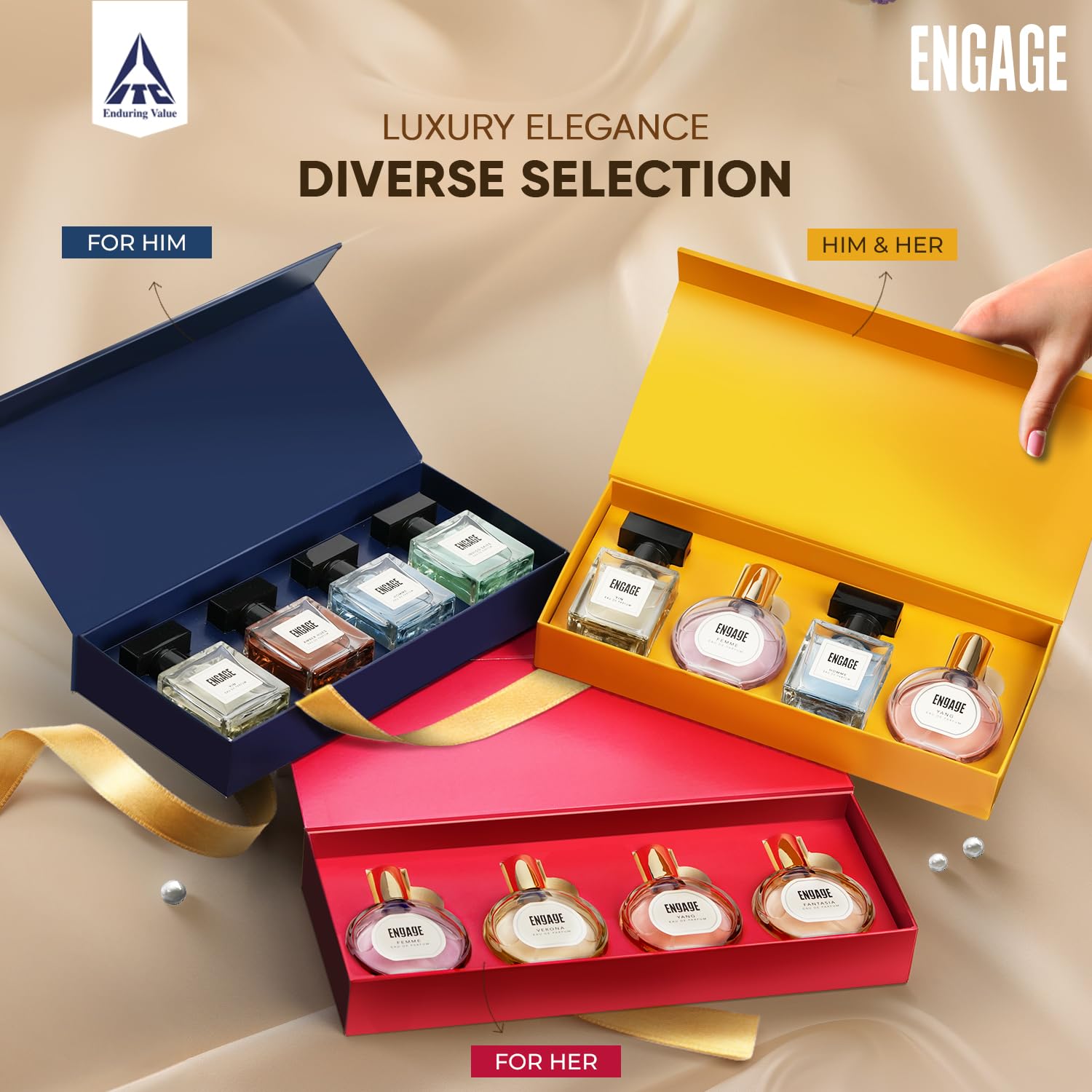 Engage Gift Assorted Luxury Perfume Set for Women 100ml (25ml x 4) | 4 Unique EDP Fragrances | Long Lasting | Travel Size Perfume Combo|Birthday, Anniversary | No Paraben |Dermat-Tested