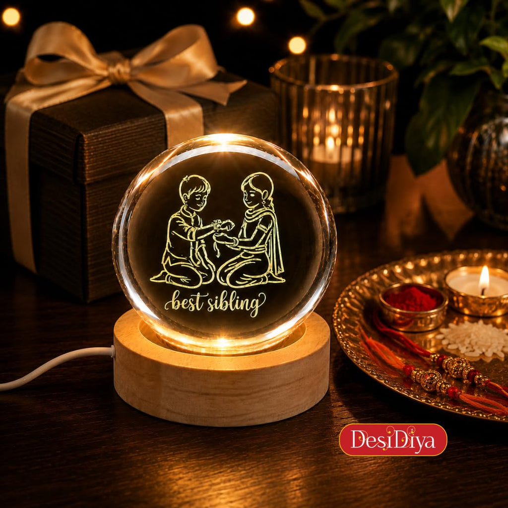 Desidiya Moon Crystal Ball Night Light,2.4 Inch Glass Ball Night LED Lamp with Woodern Base,Decorations Gifts for Men,Women,Kids,Boys,Girls | Gifts for Woman | Valentine Gift for Girlfriends
