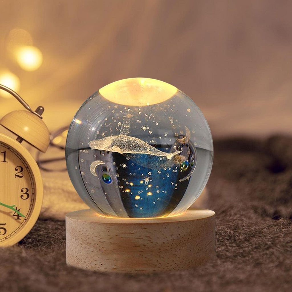 Desidiya Moon Crystal Ball Night Light,2.4 Inch Glass Ball Night LED Lamp with Woodern Base,Decorations Gifts for Men,Women,Kids,Boys,Girls | Gifts for Woman | Valentine Gift for Girlfriends