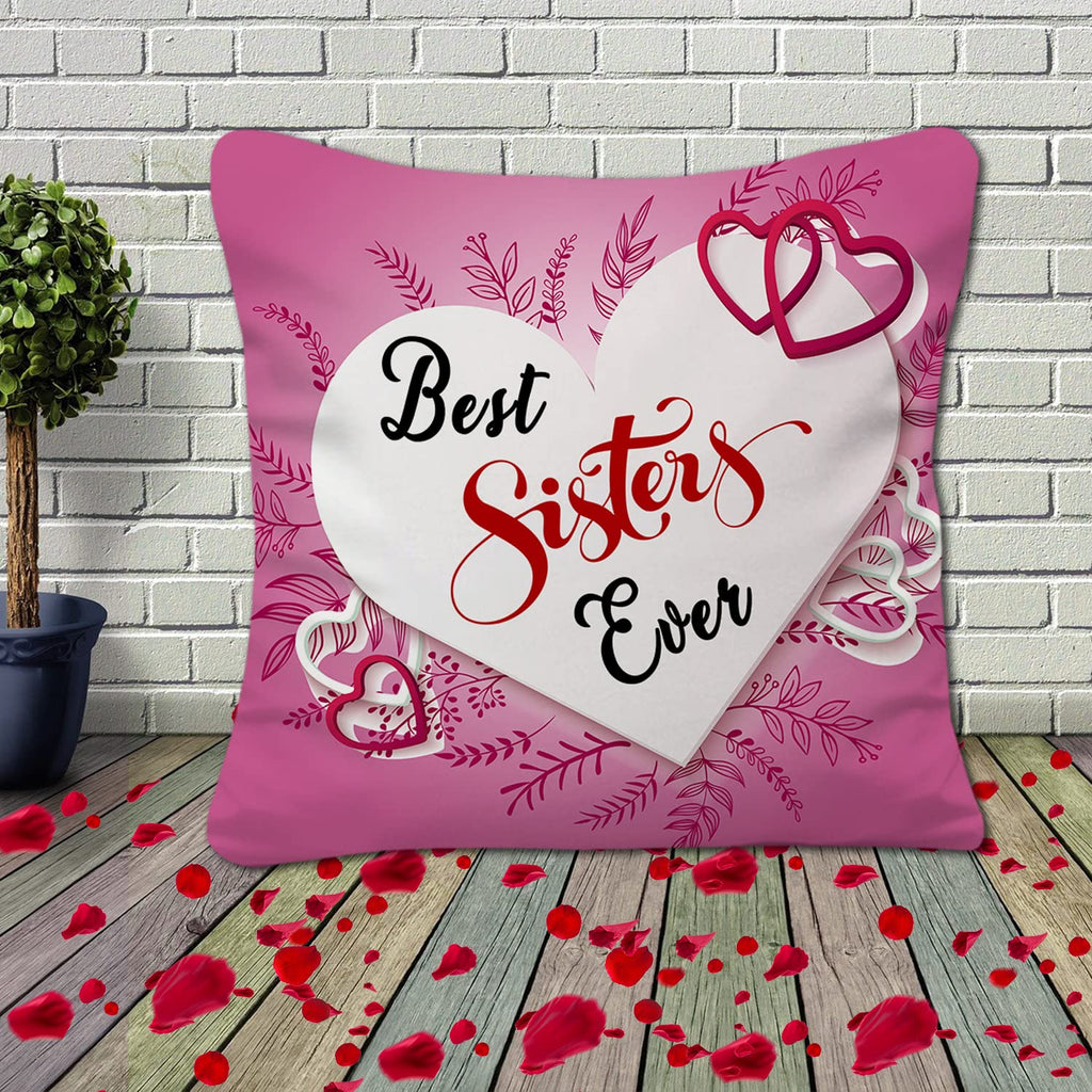 Rakhi Gift for Sister Birthday Anniversary Rakhi Gift Retrun Combo-Printed Coffee Mug Cushion Cover(12x12 Inch) with Filler and Keychain (Green)