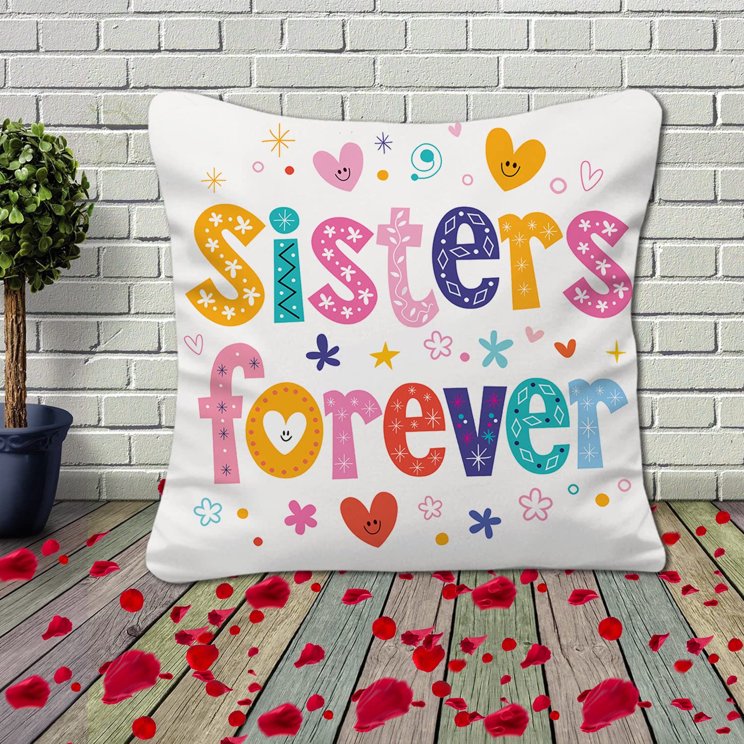 Rakhi Gift for Sister Birthday Anniversary Rakhi Gift Retrun Combo-Printed Coffee Mug Cushion Cover(12x12 Inch) with Filler and Keychain (Green)