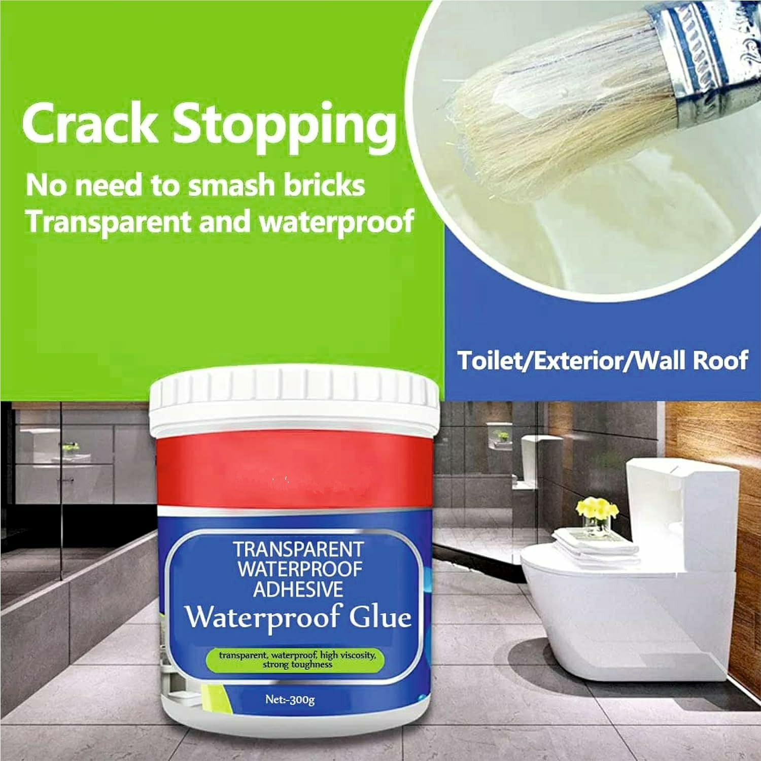 Transparent Waterproof Glue for Roof Leaks (Pack of 2)