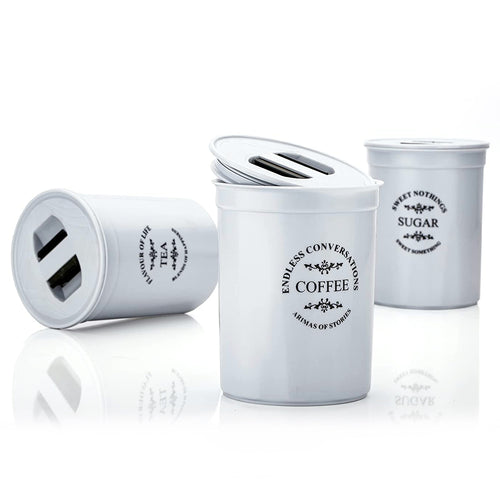 Airtight Damru Shaped Kitchen Storage Containers for Tea, Sugar & Coffee 3 Pcs