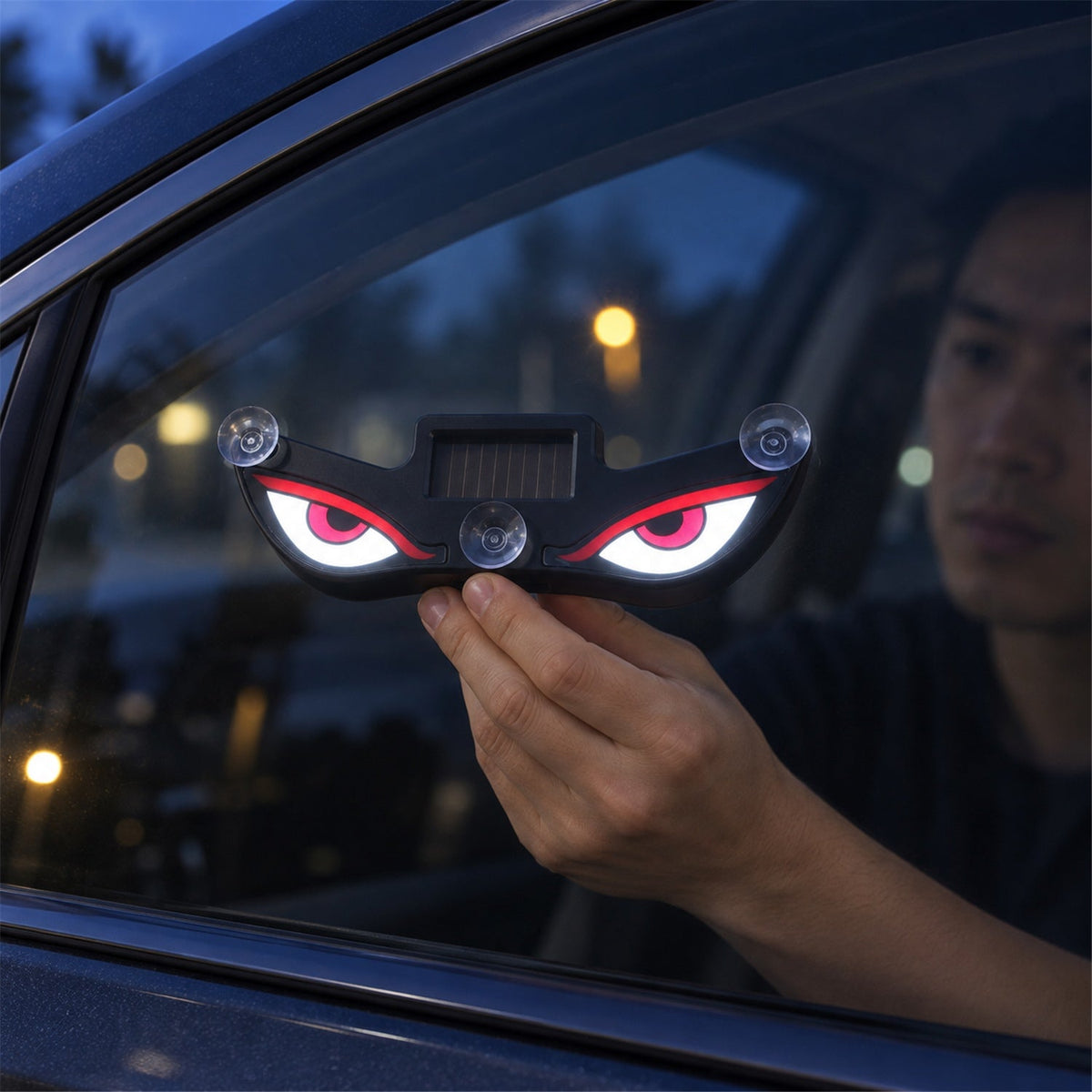 Solar Evil Eyes Warning Light With Usb Charging And Suction Mount (1 Pc)
