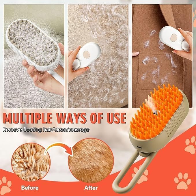3-in-1 Steam Brush for Dogs and Cats