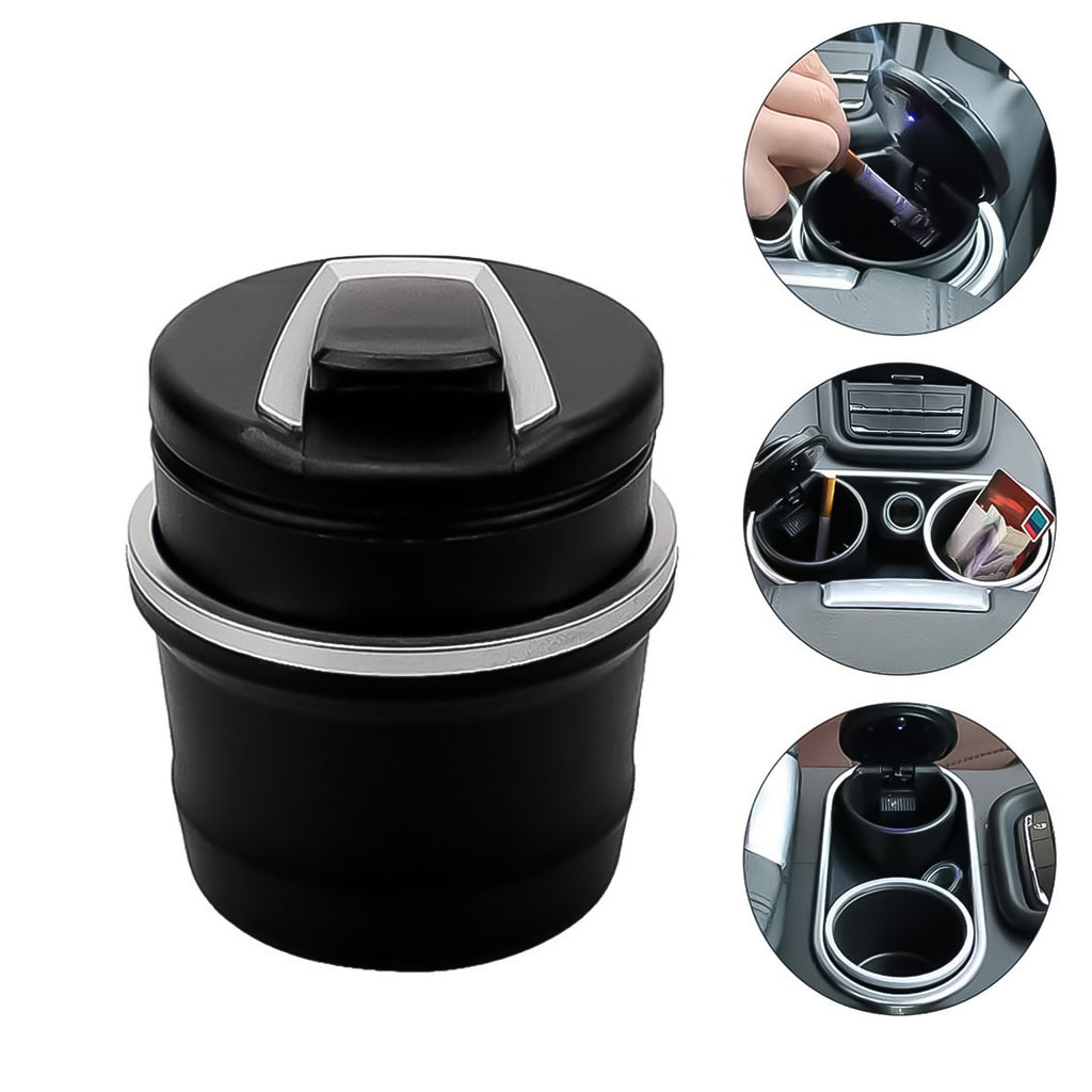 Portable Car Ashtray With Lid And Blue Led Light (1 Pc  With Color Box)