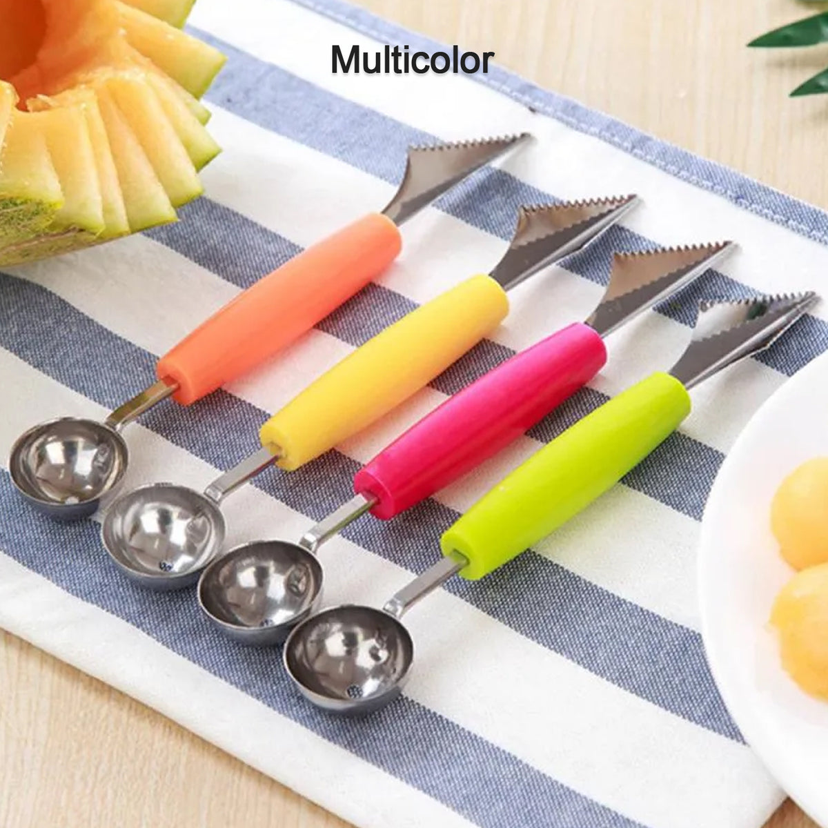 7031 Multifunctional Stainless Steel Fruit Vegetable Pattern Carving Knife Peeler Corer Spherical Dig Ball Scoop Garnishing Dig Ball Spoon Kit.